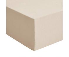 AmazonBasics - Lenzuolo con angoli, in jersey, di qualità superiore, Beige - 160 x 190 cm