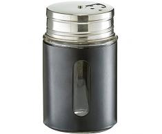 Zeller portaspezie Ã7Â x 11, 5Â cm, Vetro/Acciaio Inox in Nero, Argento/Nero