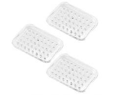 InterDesign 29200M3EU Portasapone, Rettangolare, 3 Pezzi, Vinile, Trasparente, 9x0.2x12.5 cm