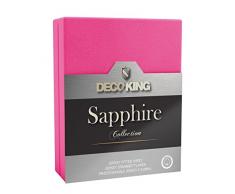 DecoKing con angoli elasticizzati 180Â x 200Â âÂ 200Â x 220Â cm Lenzuolo matrimoniale con angoli Jersey di cotone panno Sapphire Collection, Cotone, rosa, 100 x 200 - 120 x 200 cm