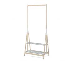 Foppapedretti 9900417288 Myhome Stand-Up Piantana Appendiabiti Pieghevole con Due Ripiani Porta Accessori in Alluminio, Naturale