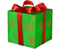 Pre-Lit Natale wer 12 centimetri scatola con disegno a spirale e LED rosso che cambia nastro di colore dellalbero di Natale decorativo 1 unità , verde