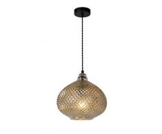 Lucide Gerben - Lampadario a sospensione in argento anticato e vetro, 40 W, colore: Nero