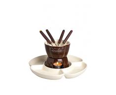 Excelsa 60285 Chocolate Servizio Fonduta Cioccolato 8 Pezzi, Ceramica, Marrone