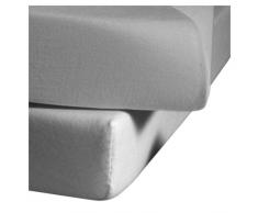 Fleuresse 1115-9021 Lenzuolo in Jersey con Angoli Elasticizzati, 100% Cotone, 100x200 cm, con Pratica Gomma Tutto Intorno, Non cè Bisogno di Stirare, Colore: Grigio