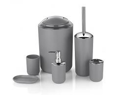 Keraiz 7108052311907 Set di Accessori da Bagno, Grigio, 11.73 x 7.8 x 7.8 cm