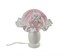 Italbaby Peluche Lampada da Tavolo, Rosa/Bianco, Multicolore, Taglia Unica