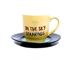 Thumbs Up! L&M Mug And Saucer Set-Diamonds Tazza con Piattino a Forma di Vinile, Ceramica, Multicolore, 15.7 x 10 x 15.7 cm
