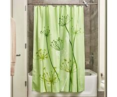InterDesign Thistle Tenda da doccia, Tenda per vasca da bagno morbida e lavabile, Stabile tenda in poliestere 183,0 cm x 183,0 cm, Poliestere verde
