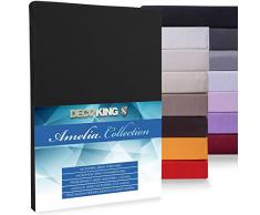 DecoKing Spannbettlaken Lenzuolo con Angoli, Microfibra, Nero, 160x200-180x200