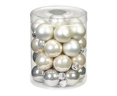 Inge-glas 15181D001-MO, Palla per Albero di Natale, 28 Pezzi, Mix A Winters Tale, 30 mm, Bianco Opaco/Colore Opale/Grigio Chiaro perlaceo