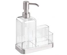 interDesign Portasapone e Spugne Forma 2, Trasparente/Inserti Acciaio Inox Spazzolato