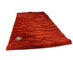 Gözze - Tappetino per il bagno, motivo ondulato, Microfibra di poliestere, rosso, 50 x 70 cm