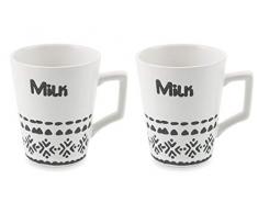 Villa dâEste Home Tivoli Afrochic Set 2 Tazze Latte, Bianco