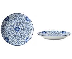 Fill 21306 Set 4 Piatti in Porcellana, Collezione Indaco, Fl.004 Indaco