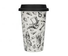 Creative Tops Victoria And Albert Alice nel Paese delle Meraviglie Travel Mug, Ceramica, Nero/Bianco, 19.5Â x 19.5Â x 15.5Â cm