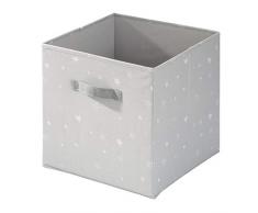 iDesign Cubo Misura Media, Contenitore Mix Cotone e Poliestere con 2 Manici, Portaoggetti Tessuto con Design Stellato per armadi e Altro, Grigio, x 33,0 cm