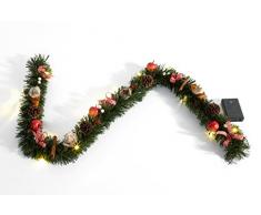 HEITMANN DECO Ghirlanda di Natale Decorata con Mele, Cannella, pigne e Fiocchi â con Illuminazione a LED â Verde, Rosso, Bianco â per Interni