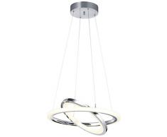 Trio Leuchten Trio 376013606 Saturn Lampadario LED, Cromo, Paralume in Acrilico Bianco 36 W