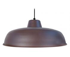 Tosel 14180Â Trog - Lampadario a sospensione con bordo arrotolato in acciaio sbalzato, 32Â x 32Â x 90Â cm, colore: marrone