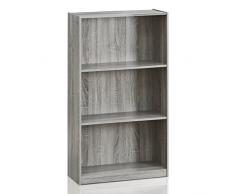 Furinno Basic, libreria a 3 Ripiani, Colore: Marrone Scuro