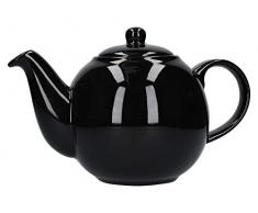 London Pottery Globe Teiera con colino, Ceramica, Nero Lucido, 6 Cup (1.2 Litre)