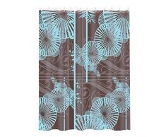 MSV 140805 - Tenda per Doccia, in Poliestere/plastica/Polipropilene, Motivo: Ombrello Grafico, 180 x 200 x 0,1 cm, 12 Occhielli Inclusi, Colore: Blu/Marrone