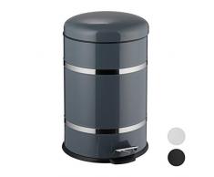Relaxdays Bidone per i Rifiuti con Pedale, 20 l, Secchio Interno con Manico, per Cucina, in Acciaio Inox, Colore Grigio