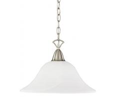 Trio Leuchten Trio 3407011-07 Lampadario Classico, in Metallo, Vetro Bianco, 38.5 x 38.5 x 130 cm