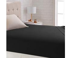 AmazonBasics - Lenzuolo con elastico, in rasatello, 135 x 190 cm, Nero