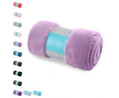AmeliaHome Tyler Collection - Coperta in Microfibra e Pile, Morbida e Morbida, Poliestere, Lilla, 150 x 200