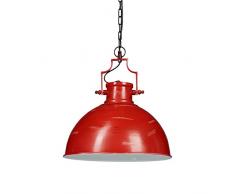 Relaxdays Lampada a Sospensione Industrial in Ferro Catena Inclinabile a 1 Luce Punte Nero-bianco HxLxP: 154 x 41 x 41 cm Rosso