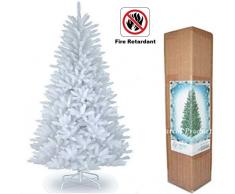 SHATCHI Albero di Natale Artificiale da 1,5 m, Bianco Neve, 390 Punte di Pino, con Supporto in Metallo, 150 cm, Decorazione per la casa, Plastica, 5FT