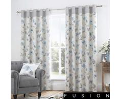 Fusion Adriana Coppia di Tende con Occhielli, Cotone, Duck Egg, 46 Width x 72 Drop (117 x 183cm)