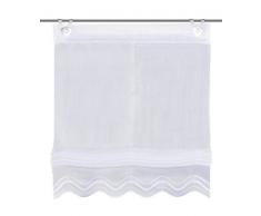 Home Fashion SCHMIDTGARD STOFFE Isla - Tenda a Pacchetto in Batista, con Occhielli e Gancetti per Finestra, Colore: Bianco 140 X 060 CM Bianco