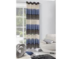 Eurofirany ZAS/Erin/GR + Kaka Tenda Erin con Occhielli, a Righe, 140Â x 250Â cm, Colore: Blu Scuro/Marrone