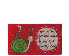 laroom Zerbino Motivo On N EST Jamais Aussi Bien Que Chez SOI, Jute And Base Antiscivolo, Rosso, 40Â x 70Â x 1.8Â cm