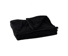 Relaxdays 10020751_46 Soffice Coperta, Grande Pile Lavabile a 30°C Asciugabile in Asciugatrice HLP: 1 x 150 x 200 cm Nero