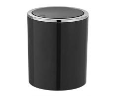 Wenko 23934100 Inca Black - Pattumiera con Coperchio Basculante, 2 l, 14 x 16,8 x 14 cm, Colore: Nero