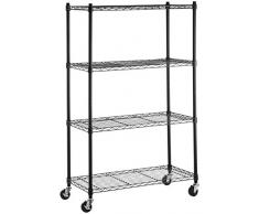 AmazonBasics - Scaffalatura a 4 ripiani, su rotelle, Nero