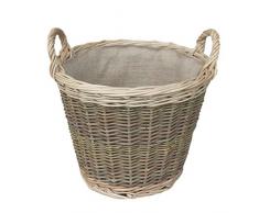 Red Hamper Cestino di Cestino di Vimini Foderato di Hessian