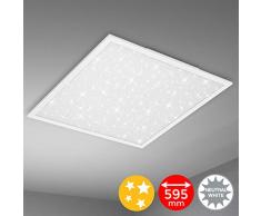 Briloner Leuchten Plafoniera a LED, Lampada da soffitto con Fantasia a Stelle, 4.100 Lumen, 4.000 Kelvin, 38 Watt, Bianca, 595x595x60 mm (Larghezza x Lunghezza x H)