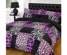 Dreamscene Kruger Set Biancheria da Letto Copripiumino con Stampa Animalier con federe, Viola, Super-King