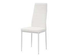 Cribel Queen Set Sedia, Metallo Laccato, Finta Pelle, Bianco/Bianco, 4 Pezzi