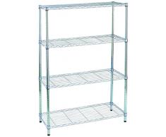 Archimede Sistema Componibile, Scaffale Quattro Ripiani, Grigio (Cromato), 35 x 90 x 137 cm