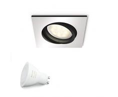 Philips Lighting Hue White Ambiance Milliskin Faretto da Incasso, Lampadina LED Inclusa GU10, 5.5 W Equivalenti a 25 W, Quadrato, Alluminio