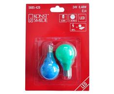 Lampadina LED Konstsmide per birra giardino catene, blister da 2Â pezzi, 3Â Blu, 3Â verdi diodi, 24Â V, 0,24Â W, E14Â vite filettatura 5685Â -Â 420
