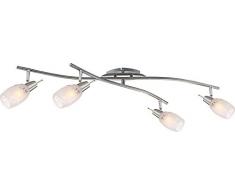 Globo 54984-4 Florita Lampadario da soffitto, in nichel opaco, vetro opale satinata con motivo