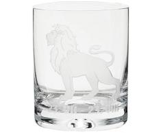 Crystaljulia 05918 - Bicchiere da whisky con incisione a forma di leone Zodiak, 250 ml