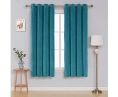 Deconovo - Tenda in Velluto per Porta e Finestra, Design Moderno, per Salotto, con Occhielli, Isolamento Termico, 2 Pezzi, 140 x 175 cm, Colore: Turchese